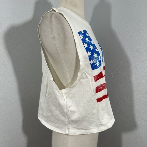Forever 21 Crop T Shirt Womens Small LA USA Flag Graphic Pullover Y2K - Picture 5 of 8